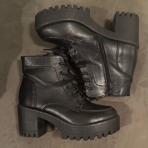 Black Chunky Heel Ankle Boots